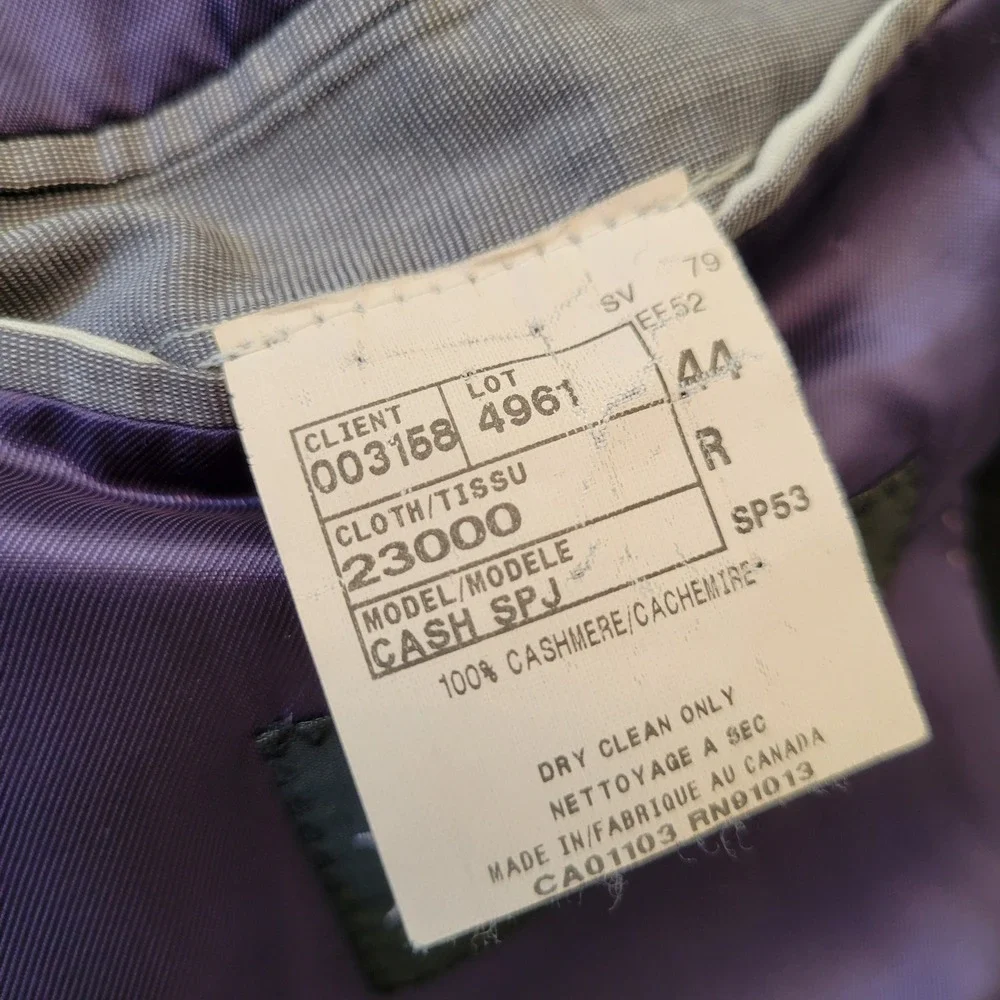 Jack Victor Cashmere‎ Black Blazer 44R Sport Coat Canada Preppy Luxury Academia
